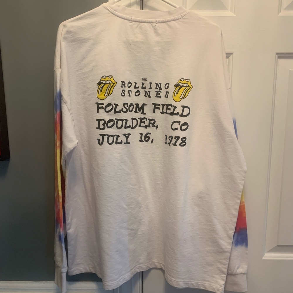 ONE OF A KIND The Rolling Stones Boulder Colorado Long Tie-Dyed Sleeve Tee Shirt